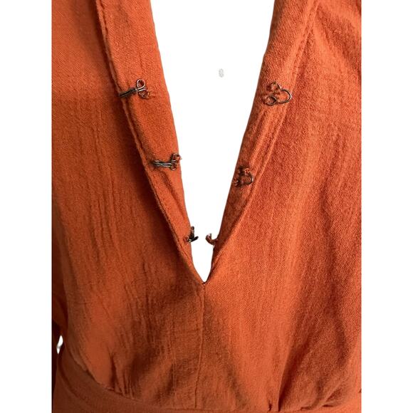NWT Free People Terra Cotta Cotton Gauzy Boho Festival Mini Dress Size L Cottage - Picture 4 of 11